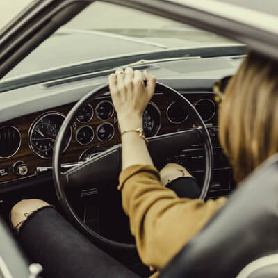 Women driving a car