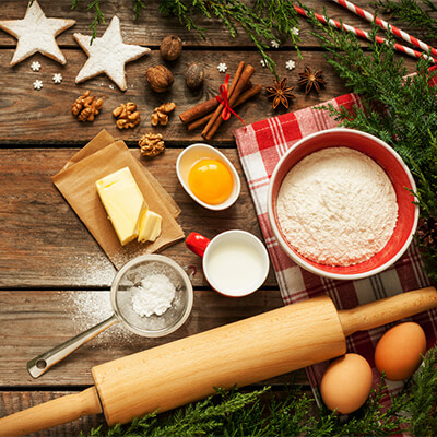 December recipe ingredients on a kitchen table