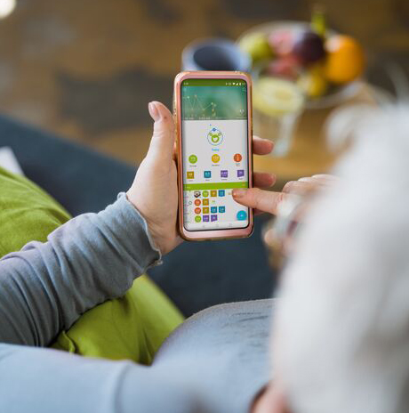 Woman using mySugr app