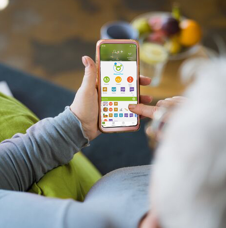 Woman using mySugr app