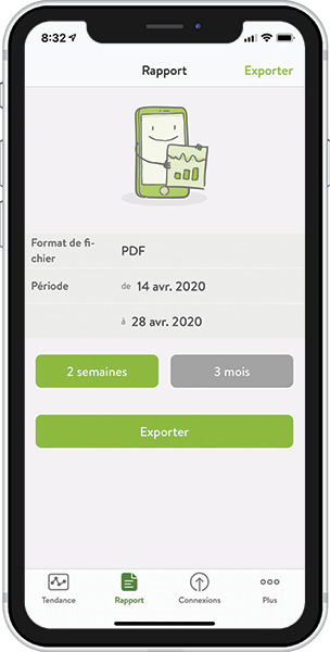 Choisissez la période souhaitée et cliquez sur « Exporter ».