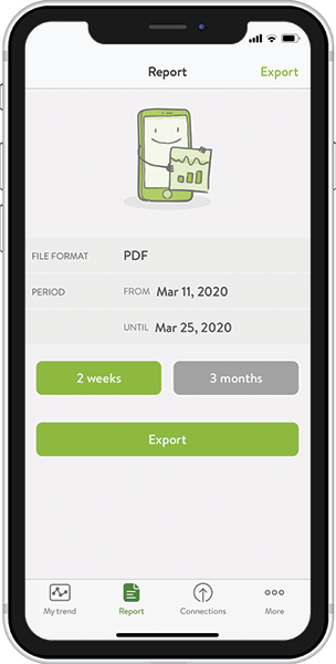 Choose the desired time period and click 'Export'