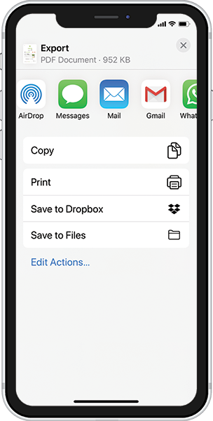 Select the app you wish to use to share the report