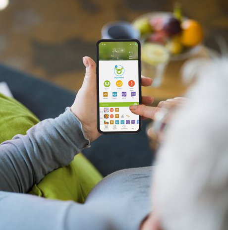 Woman using mySugr app