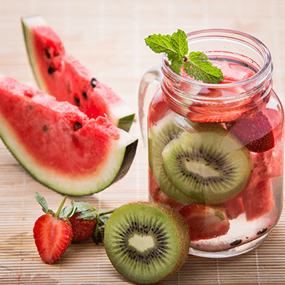 refreshing glass of watermelon and kiwi water