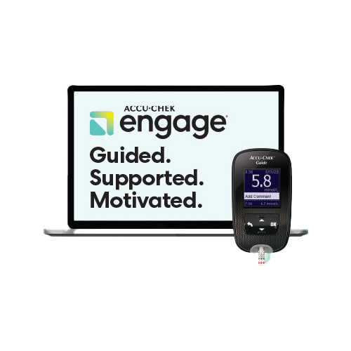 Image showing the Accu-Chek Guide meter and the engage program.