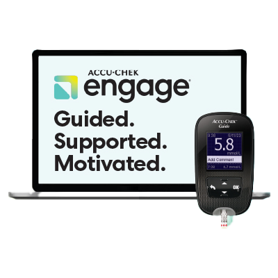 Image showing the Accu-Chek Guide meter and the engage program.